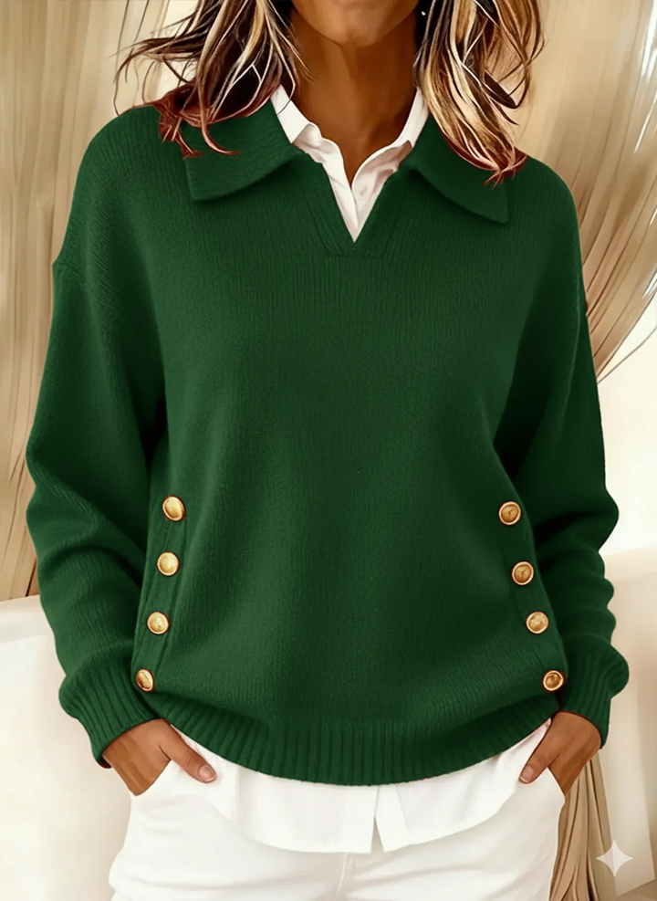 Vicenta | Polo Neck Sweater with Buttons