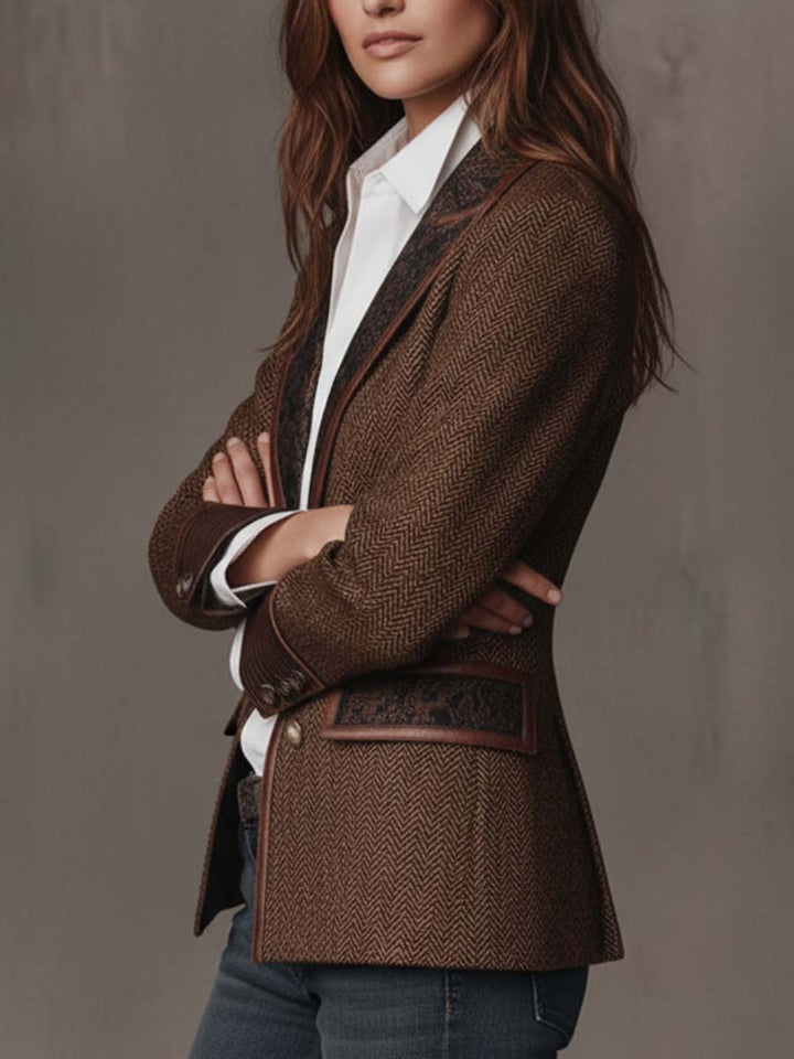 Gisèle | Chevron Print Paneled Blazer
