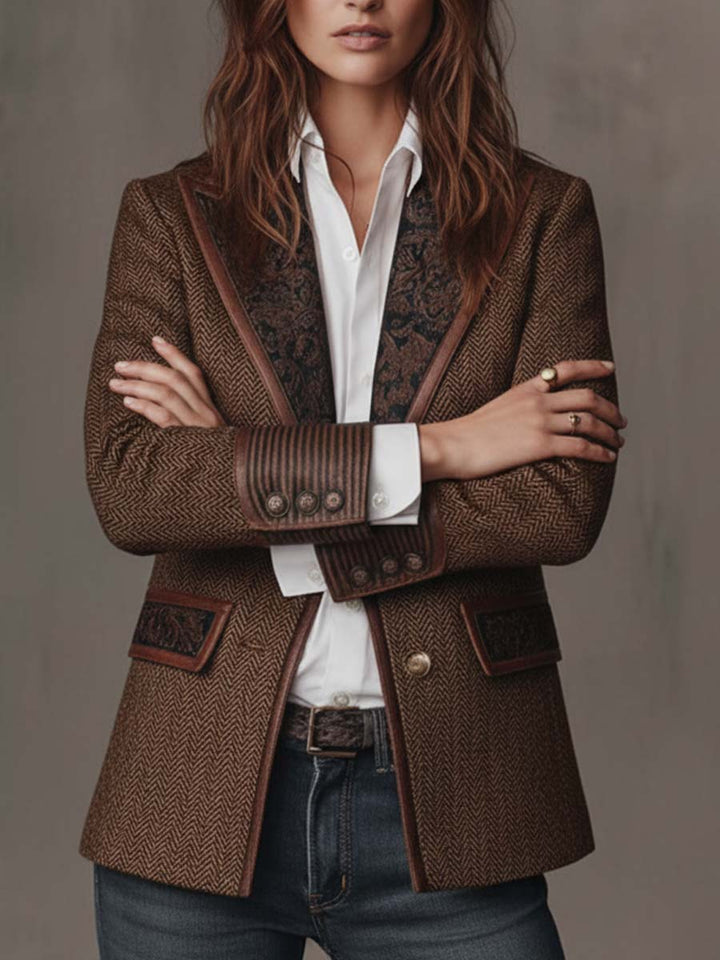 Gisèle | Chevron Print Paneled Blazer