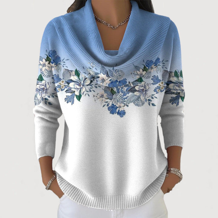 Alba | Floral Jersey with Turtleneck