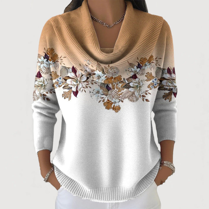 Alba | Floral Jersey with Turtleneck