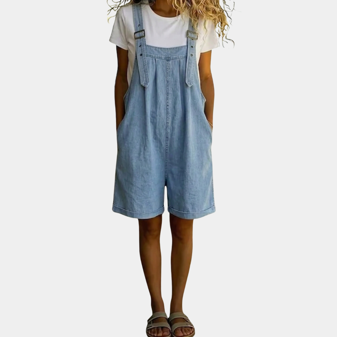 Harlow - Relaxed Denim Short Overalls