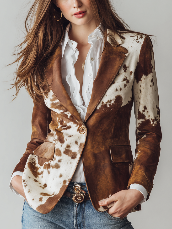 Agathe | Vintage Printed Cow Blazer Eco-Responsible