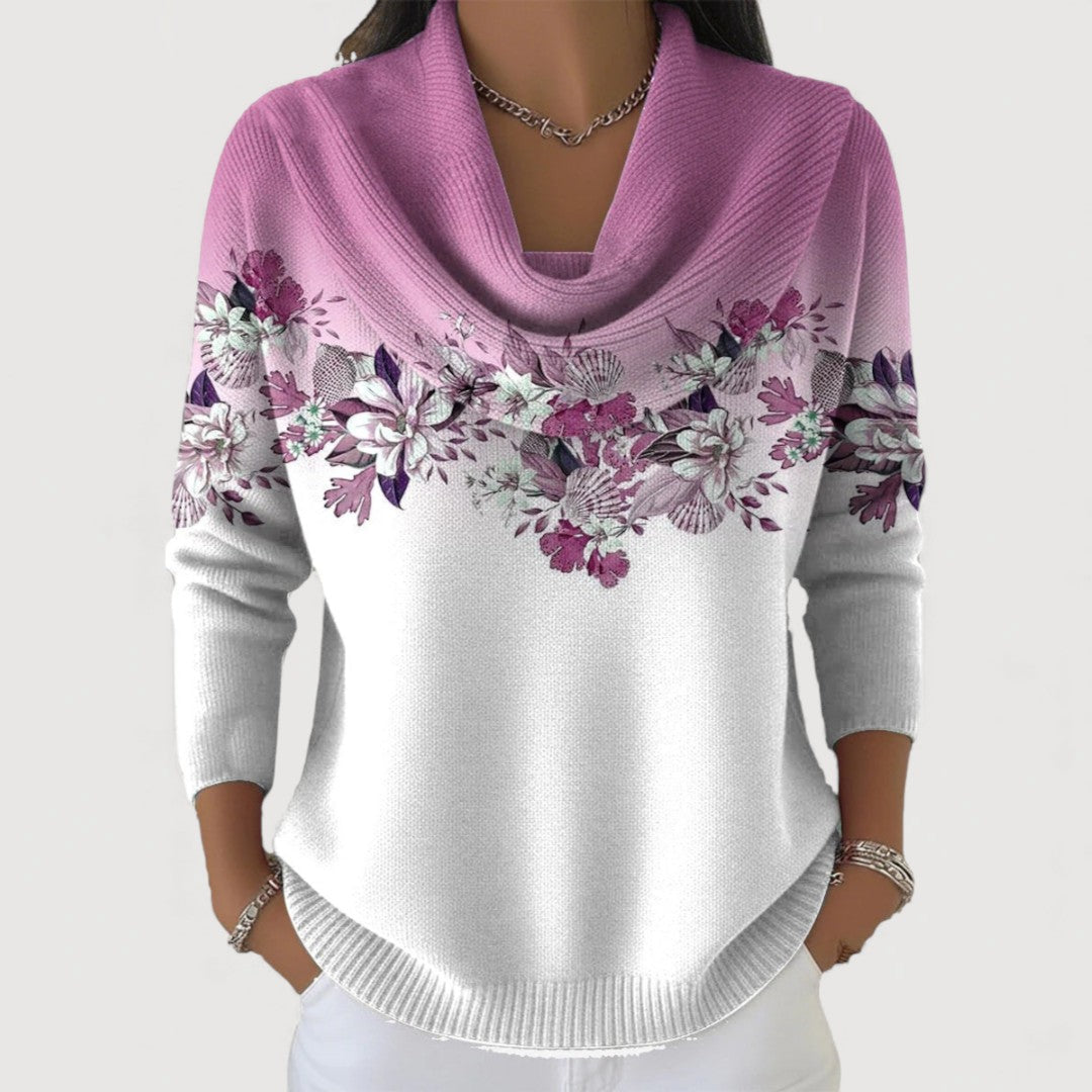 Alba | Floral Jersey with Turtleneck