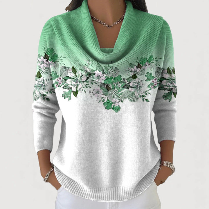 Alba | Floral Jersey with Turtleneck