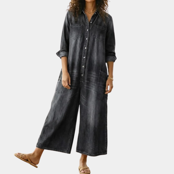 Harper - Relaxed Wide-Leg Denim Jumpsuit