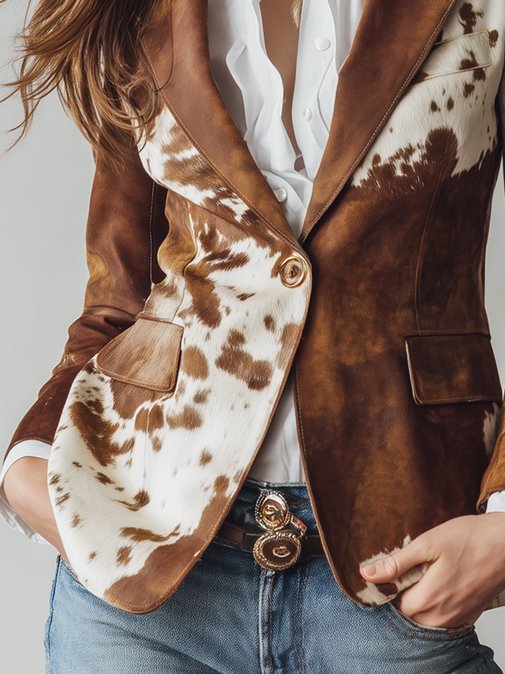 Agathe | Vintage Printed Cow Blazer Eco-Responsible