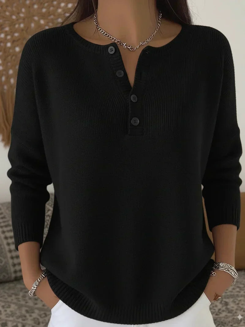Helena | Knit Sweater with Henley Buttons