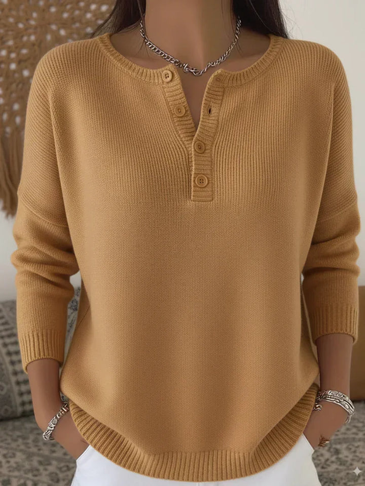 Helena | Knit Sweater with Henley Buttons