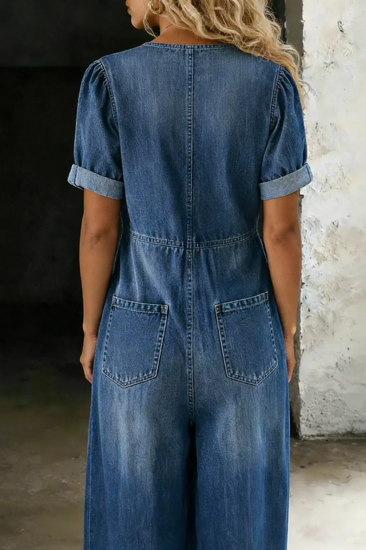 Solmira - Relaxed Tie-Front Denim Jumpsuit