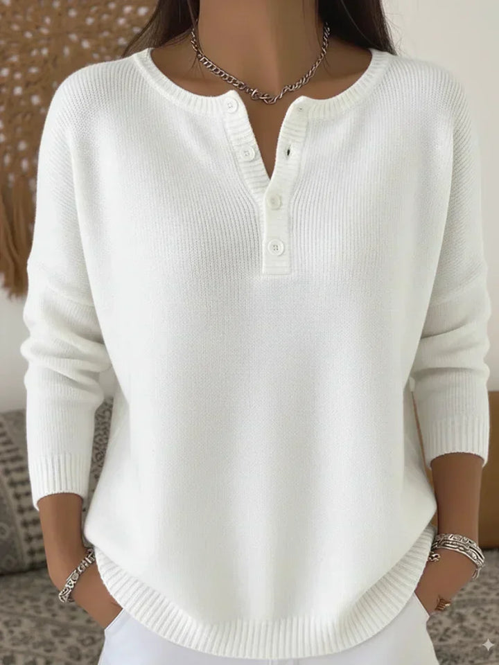 Helena | Knit Sweater with Henley Buttons