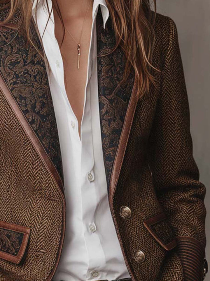 Gisèle | Chevron Print Paneled Blazer