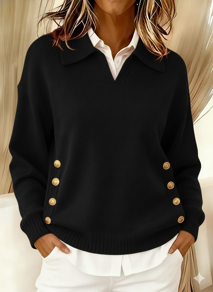 Vicenta | Polo Neck Sweater with Buttons