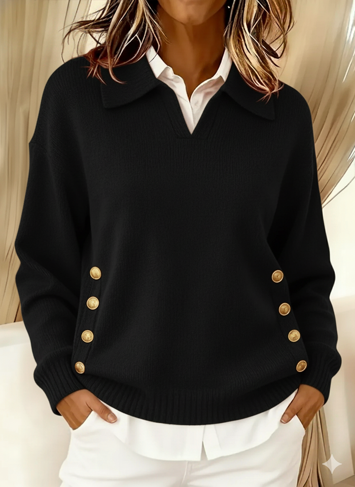 Vicenta | Polo Neck Sweater with Buttons