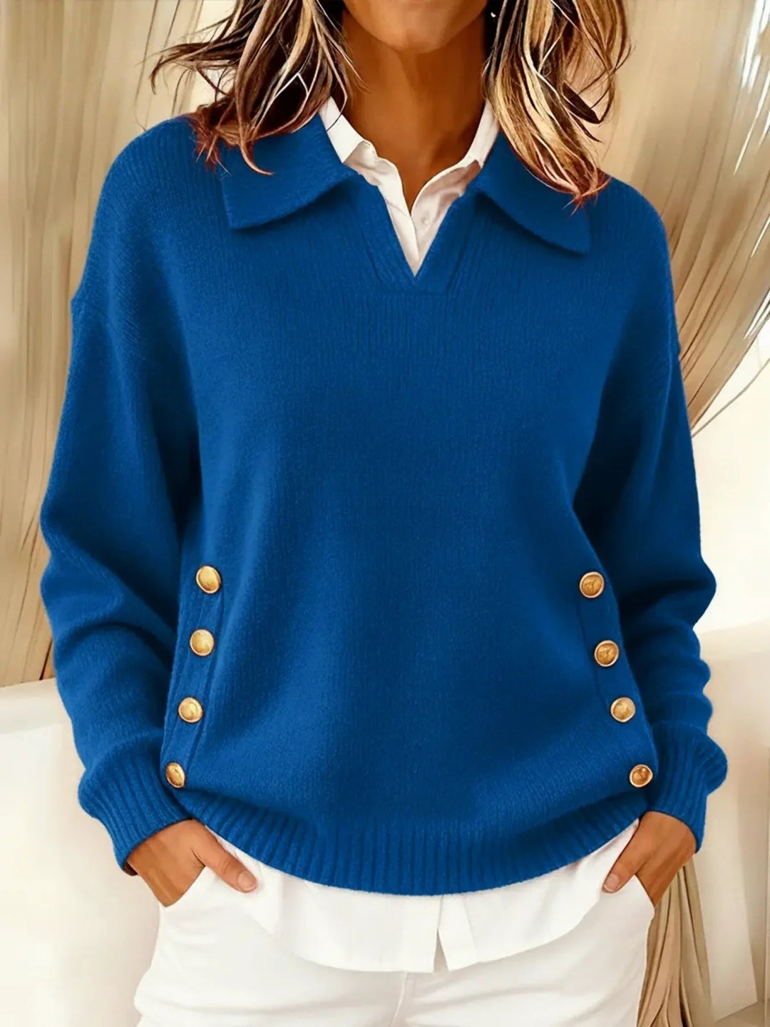 Vicenta | Polo Neck Sweater with Buttons