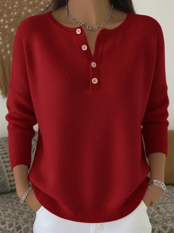 Helena | Knit Sweater with Henley Buttons
