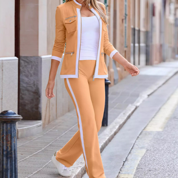 Two-piece tracksuit in color-block design for women