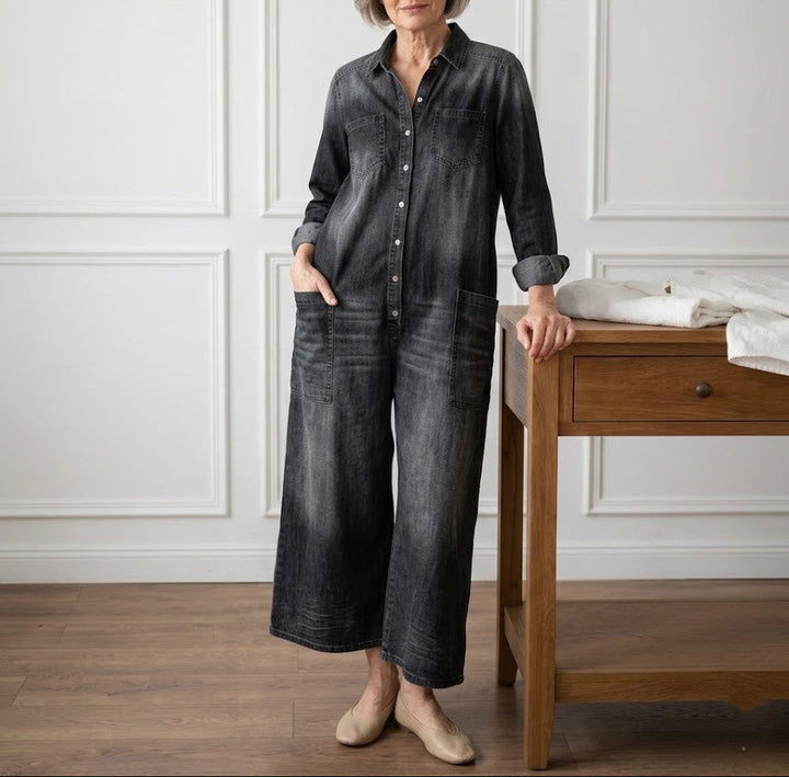Harper - Relaxed Wide-Leg Denim Jumpsuit